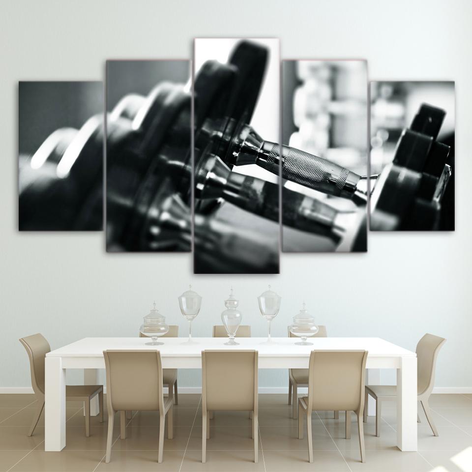 Dumbells Fitness Equipment - Sport 5 Panel Canvas Art Wall Decor Dumbells Fitness Equipment - Sport 5 Panel Canvas Art Wall Decor