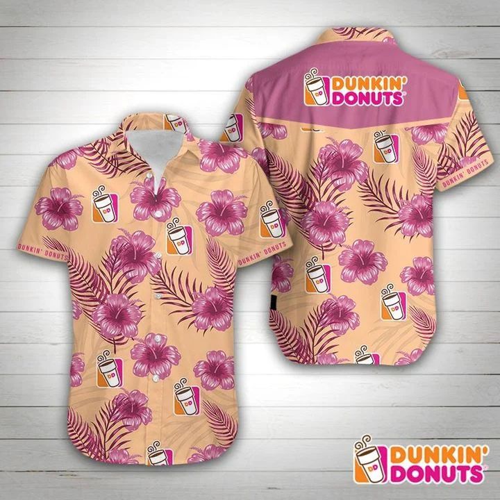 Dunkin Donuts Hawaiian Shirt Summer Button Up Dunkin Donuts Hawaiian Shirt Summer Button Up