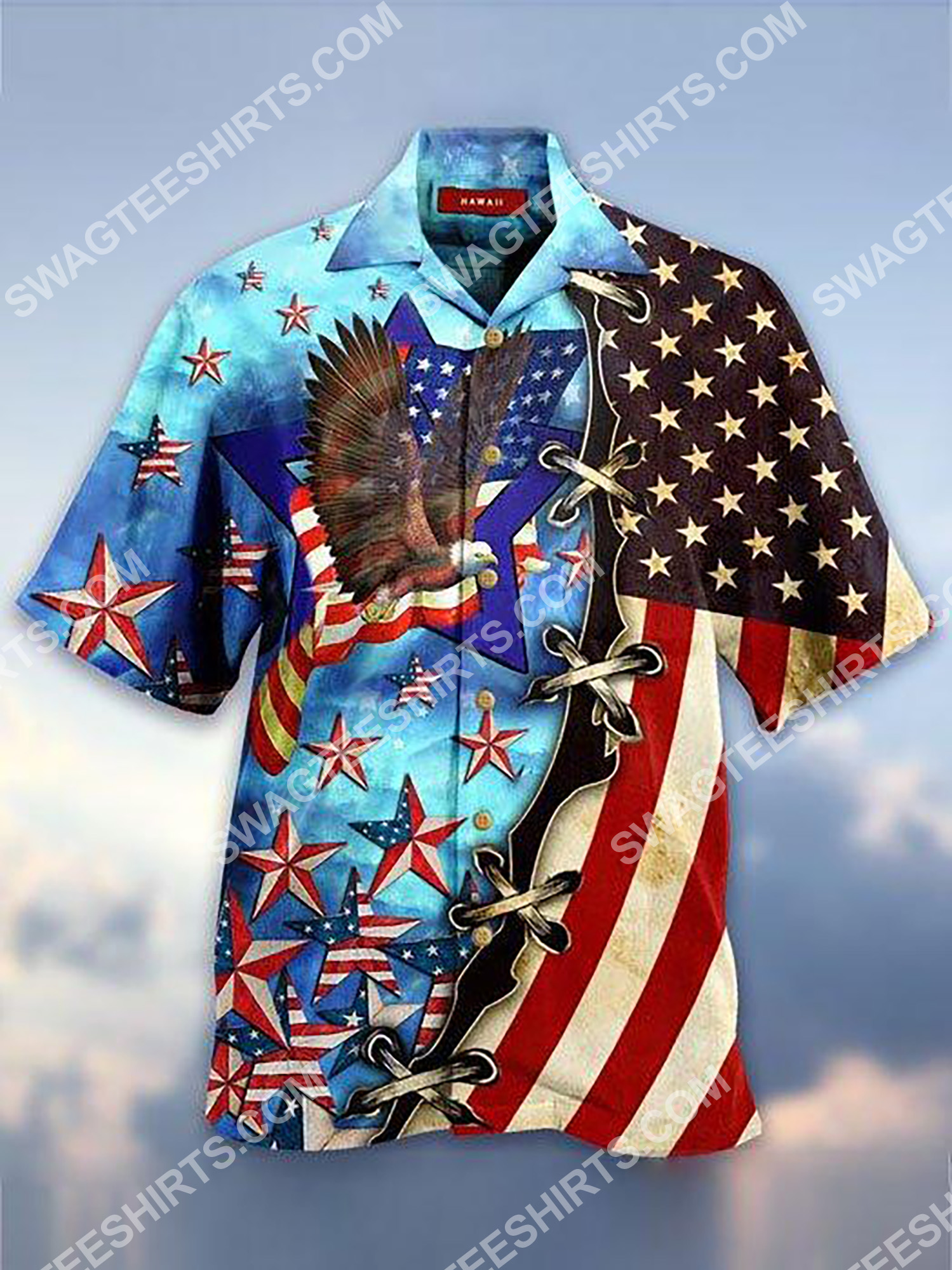Eagle And Usa Flag All Over Printing Hawaiian Shirt Eagle And Usa Flag All Over Printing Hawaiian Shirt