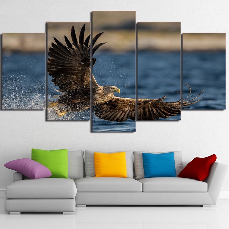 Eagle Are Flying At Sea - Animal 5 Panel Canvas Art Wall Decor Eagle Are Flying At Sea - Animal 5 Panel Canvas Art Wall Decor