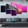 Eagles And Butterflies Sunset - Animal 5 Panel Canvas Art Wall Decor