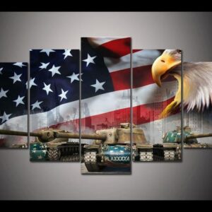 Eagles Military Usa Flag - Army 5 Panel Canvas Art Wall Decor