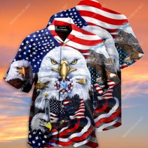 Eagles Patriotic American Flag All Over Printed Hawaiian Shirt
