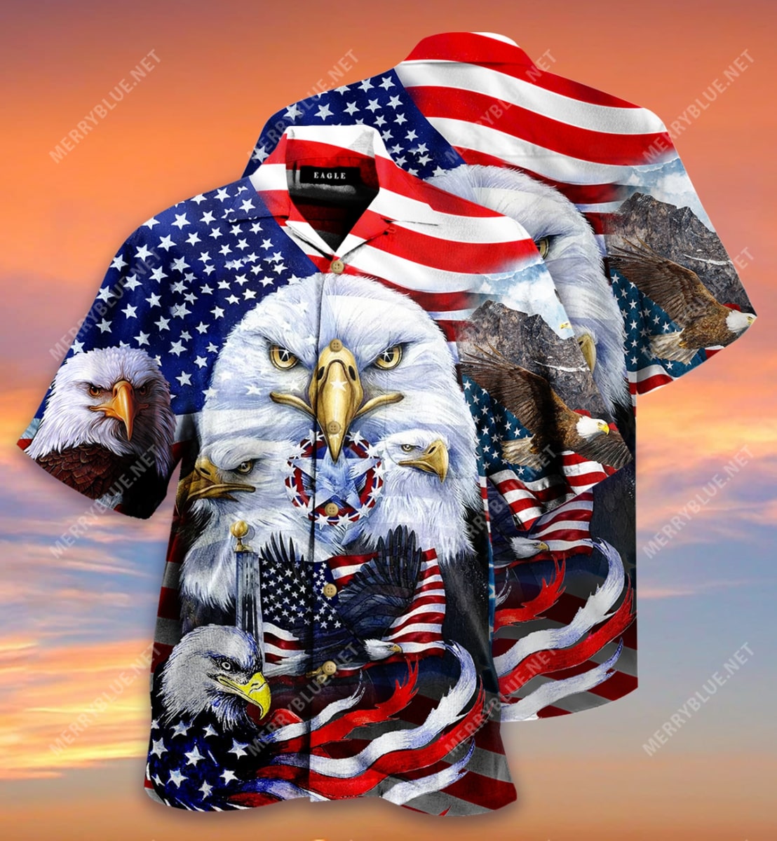 Eagles Patriotic American Flag All Over Printed Hawaiian Shirt Eagles Patriotic American Flag All Over Printed Hawaiian Shirt