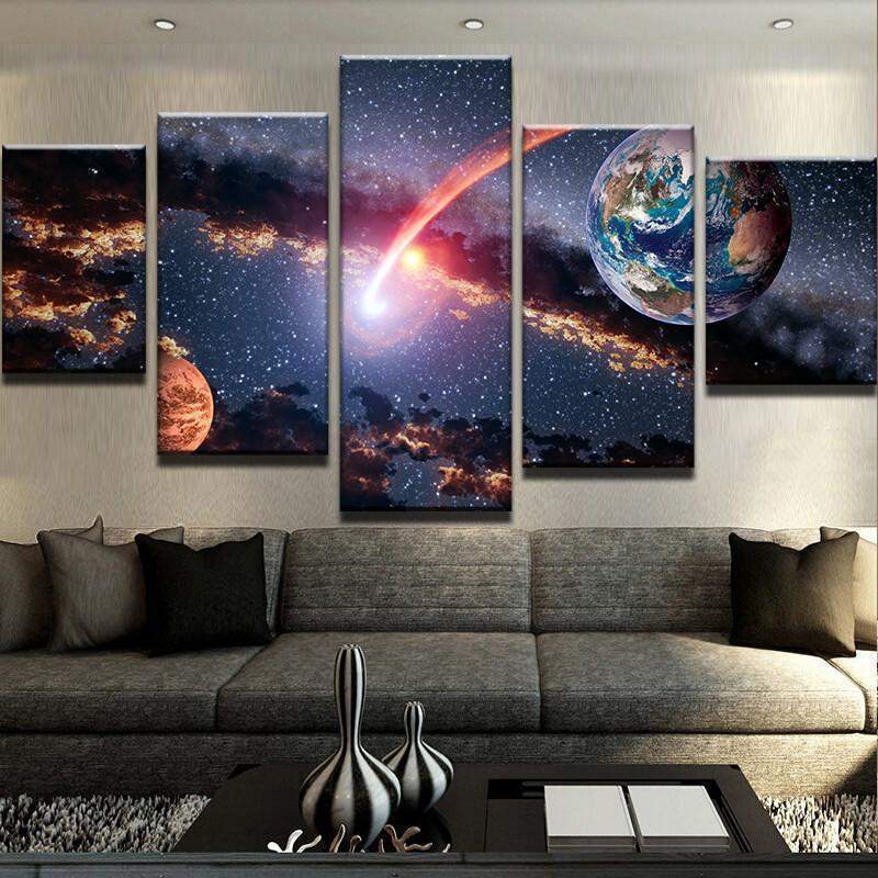 Earth And Mars 1 - Space 5 Panel Canvas Art Wall Decor Earth And Mars 1 - Space 5 Panel Canvas Art Wall Decor