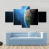 Earth And Milky Way Galaxy - Space 5 Panel Canvas Art Wall Decor