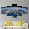 Earth From Space - Space 5 Panel Canvas Art Wall Decor