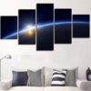 Earth Milky Way - Space 5 Panel Canvas Art Wall Decor