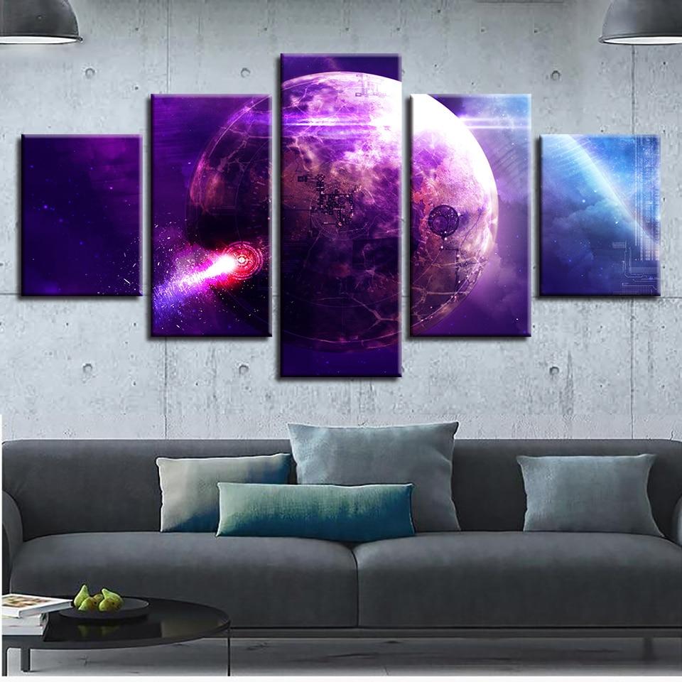 Earth Planets 01 - Space 5 Panel Canvas Art Wall Decor Earth Planets 01 - Space 5 Panel Canvas Art Wall Decor