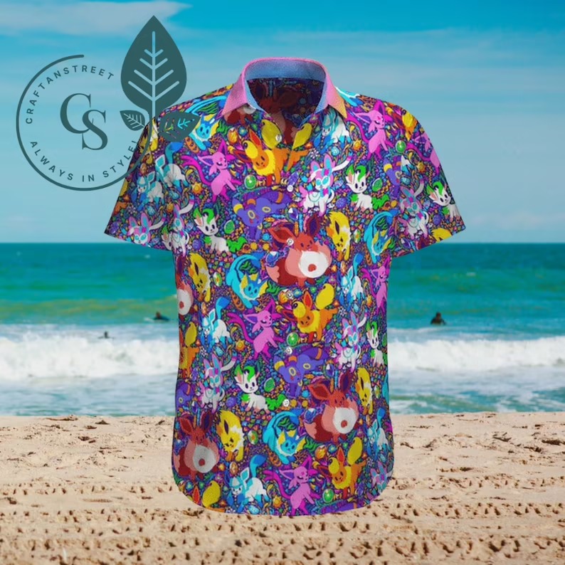 Eevee Evolution Pokemon Anime Hawaiian Aloha Shirt Eevee Evolution Pokemon Anime Hawaiian Aloha Shirt