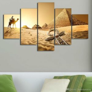 Egypt Pyramid Of The Desert - Nature 5 Panel Canvas Art Wall Decor
