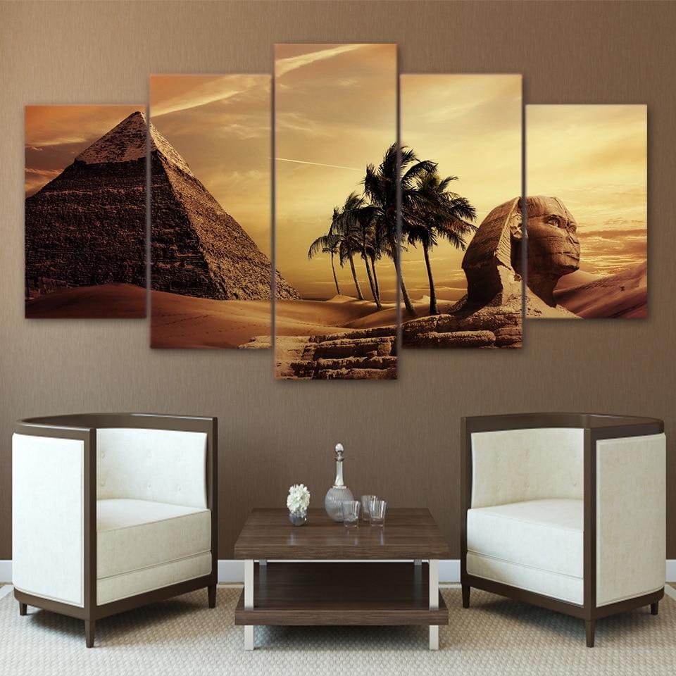 Egyptian Pyramids 1 - Nature 5 Panel Canvas Art Wall Decor Egyptian Pyramids 1 - Nature 5 Panel Canvas Art Wall Decor