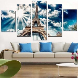 Eiffel Tower 3 - Nature 5 Panel Canvas Art Wall Decor