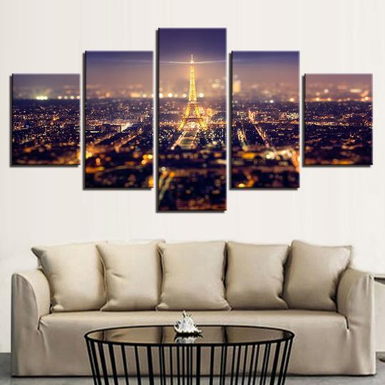 Eiffel Tower At Night Paris France - Nature 5 Panel Canvas Art Wall Decor Eiffel Tower At Night Paris France - Nature 5 Panel Canvas Art Wall Decor