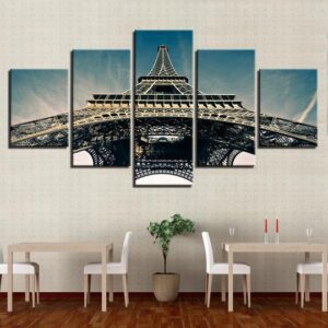 Eiffel Tower Paris France - Nature 5 Panel Canvas Art Wall Decor