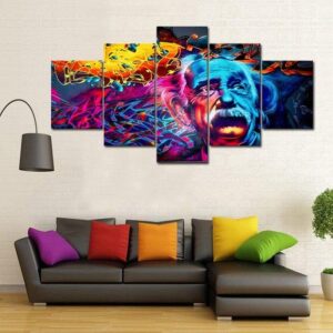 Einstein Psychedelic - Abstrcat 5 Panel Canvas Art Wall Decor