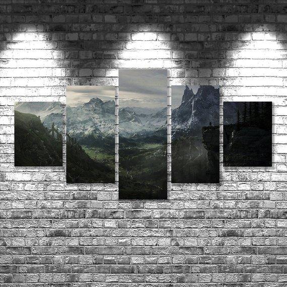 Elder Scrolls Skyrim - Gaming 5 Panel Canvas Art Wall Decor Elder Scrolls Skyrim - Gaming 5 Panel Canvas Art Wall Decor