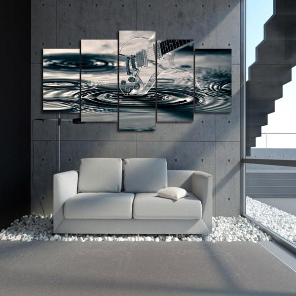 Electric Guitar Artistically Touching Sound Waves - Music 5 Panel Canvas Art Wall Decor Electric Guitar Artistically Touching Sound Waves - Music 5 Panel Canvas Art Wall Decor