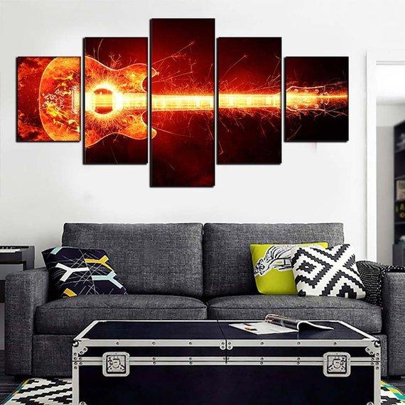 Electrified Guitar 02 - Music 5 Panel Canvas Art Wall Decor Electrified Guitar 02 - Music 5 Panel Canvas Art Wall Decor