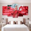 Elegant Girl In Nature Forest - Nature 5 Panel Canvas Art Wall Decor