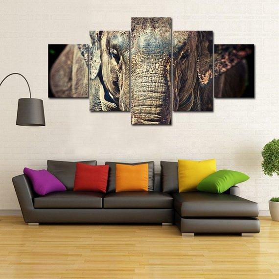 Elephant 05 - Animal 5 Panel Canvas Art Wall Decor Elephant 05 - Animal 5 Panel Canvas Art Wall Decor