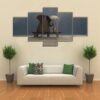 Elephant And Dog Sit Under The Rain - Animal 5 Panel Canvas Art Wall Decor