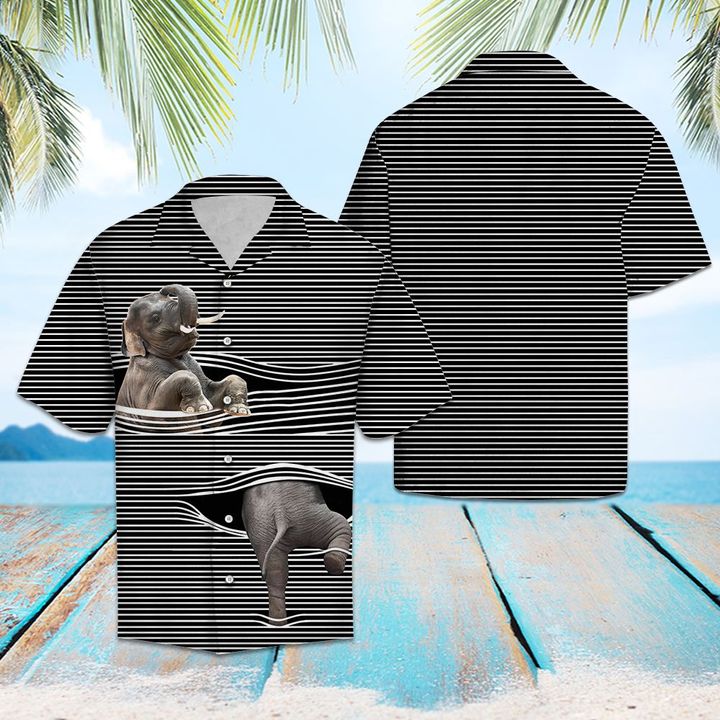 Elephant Line Hawaiian Shirt Summer Button Up Elephant Line Hawaiian Shirt Summer Button Up