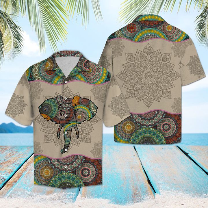Elephant Mandala Hawaiian Shirt Summer Button Up Elephant Mandala Hawaiian Shirt Summer Button Up