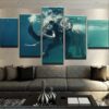 Elephant Swimming - Animal 5 Panel Canvas Art Wall Decor