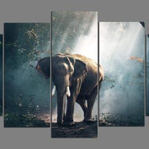 Elephant Wildlife - Animal 5 Panel Canvas Art Wall Decor