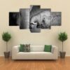 Elephants Showing Affection Artistic Processing - Animal 5 Panel Canvas Art Wall Decor