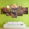 Elk Animal Sunset Scenery - Animal 5 Panel Canvas Art Wall Decor