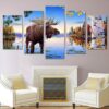 Elk King - Animal 5 Panel Canvas Art Wall Decor