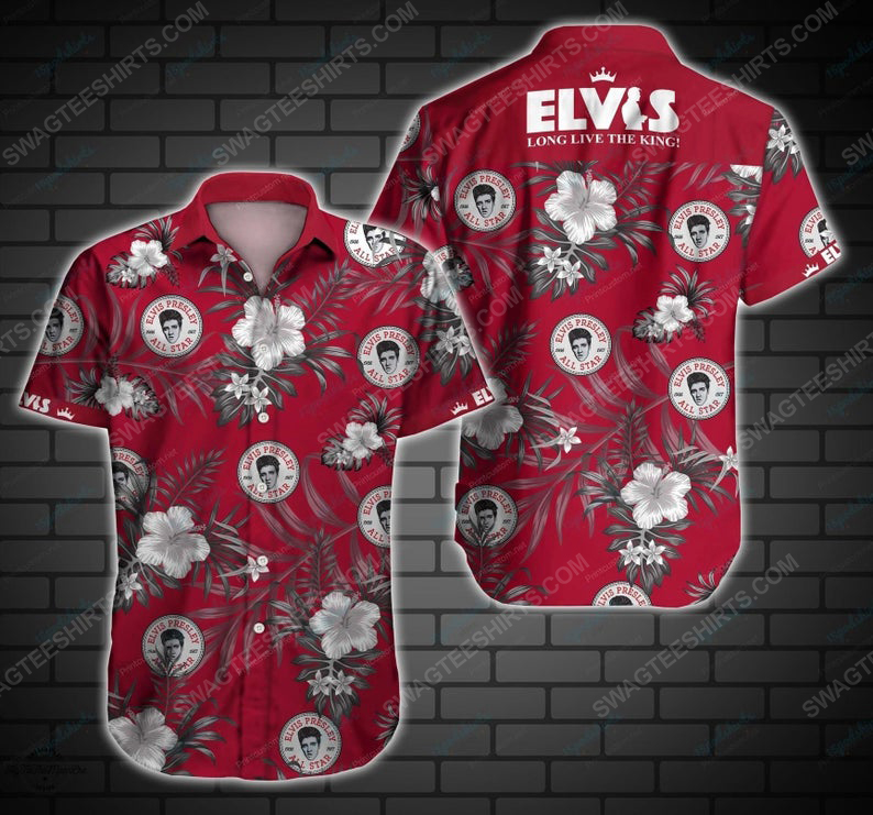 Elvis Presley Long Live The King Floral Tropical Hawaiian Shirt Elvis Presley Long Live The King Floral Tropical Hawaiian Shirt