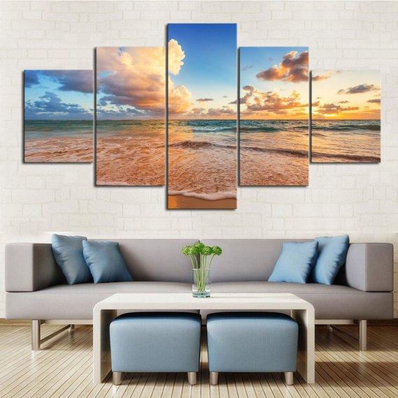 Emerald Beach - Space 5 Panel Canvas Art Wall Decor Emerald Beach - Space 5 Panel Canvas Art Wall Decor