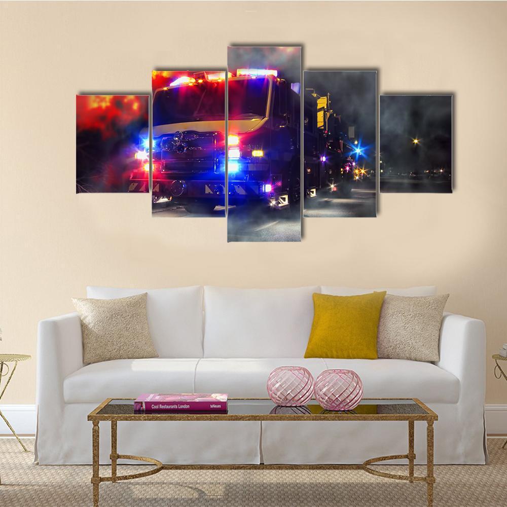 Emergency Firefighter Rescue Truck - Automative 5 Panel Canvas Art Wall Decor Emergency Firefighter Rescue Truck - Automative 5 Panel Canvas Art Wall Decor