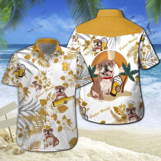 English Mastiff Beer Hawaiian Shirt Summer Button Up English Mastiff Beer Hawaiian Shirt Summer Button Up