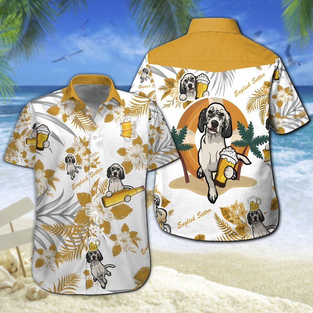 English Setter Beer Hawaiian Shirt Summer Button Up English Setter Beer Hawaiian Shirt Summer Button Up