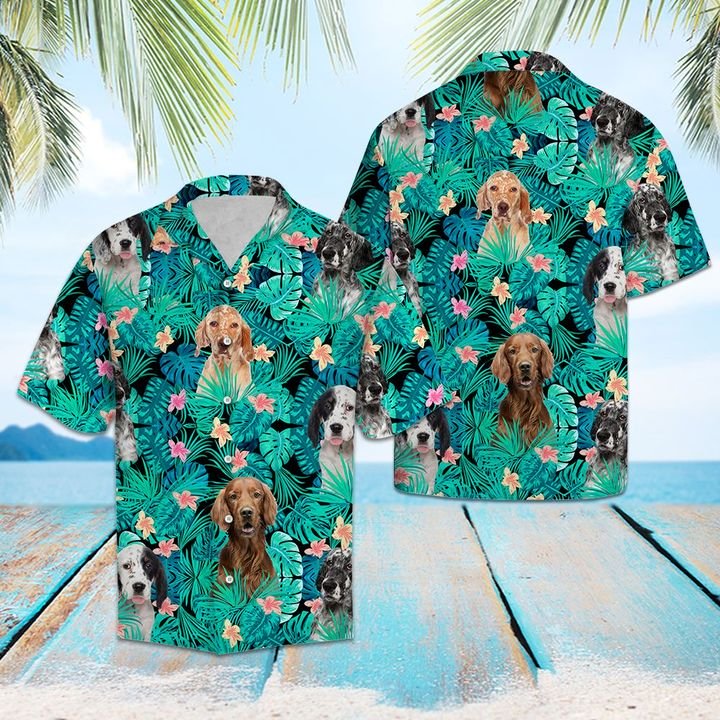 English Setter Tropical Hawaiian Shirt Summer Button Up English Setter Tropical Hawaiian Shirt Summer Button Up