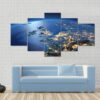 Europe And Mediterranean Sea From Space - Space 5 Panel Canvas Art Wall Decor