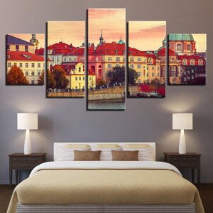 European Building - Nature 5 Panel Canvas Art Wall Decor
