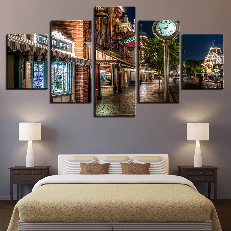 European City Night - Nature 5 Panel Canvas Art Wall Decor European City Night - Nature 5 Panel Canvas Art Wall Decor