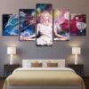 Fairy Meditation And Porpoise Hot Air Balloon - Abstract 5 Panel Canvas Art Wall Decor
