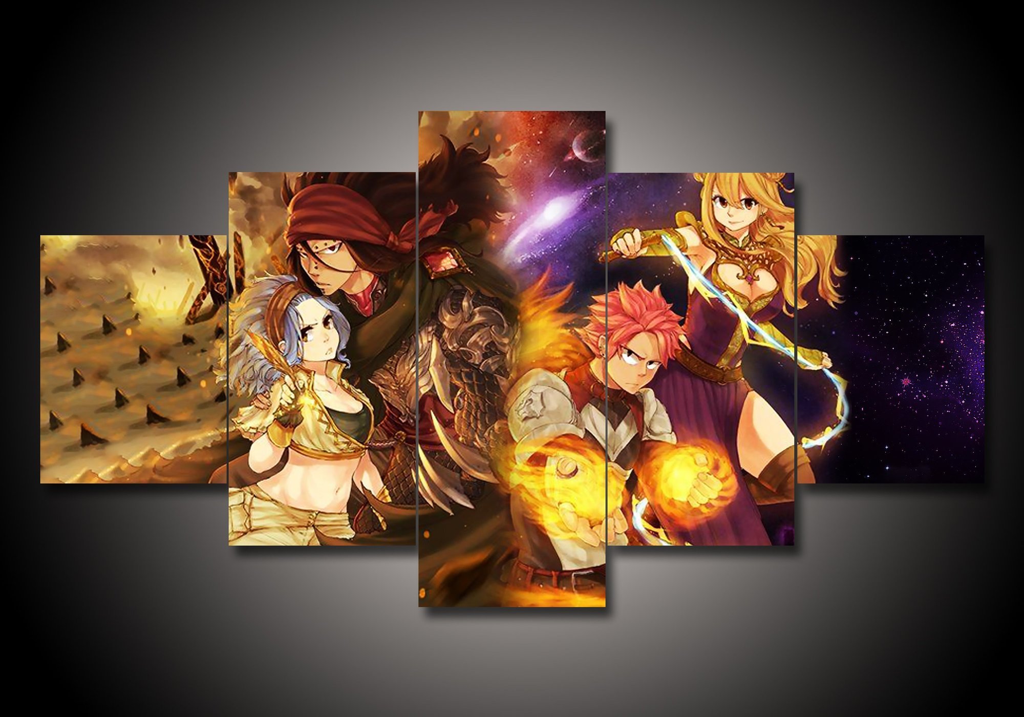 Fairy Tail 2 - Anime 5 Panel Canvas Art Wall Decor Fairy Tail 2 - Anime 5 Panel Canvas Art Wall Decor