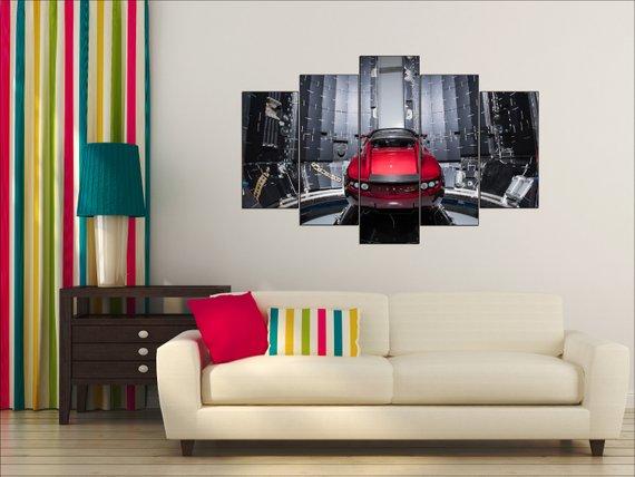 Falcon Heavy Tesla Roadster Spacex - Automative 5 Panel Canvas Art Wall Decor Falcon Heavy Tesla Roadster Spacex - Automative 5 Panel Canvas Art Wall Decor