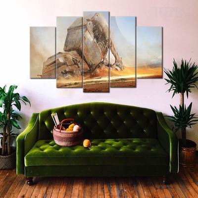 Fallen At At - Movie 5 Panel Canvas Art Wall Decor Fallen At At - Movie 5 Panel Canvas Art Wall Decor
