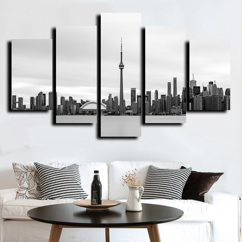 Famous Building City - Nature 5 Panel Canvas Art Wall Decor Famous Building City - Nature 5 Panel Canvas Art Wall Decor