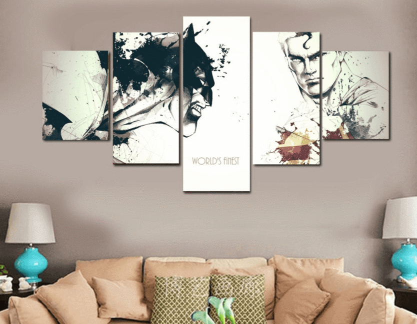 Famous Dc Comic Super Hero - Dc 5 Panel Canvas Art Wall Decor Famous Dc Comic Super Hero - Dc 5 Panel Canvas Art Wall Decor