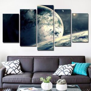 Fantasy Planet Space - Space Universe 5 Panel Canvas Art Wall Decor