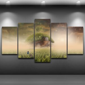 Fantasy Turtle A Island On ItS Back Full - Nature 5 Panel Canvas Art Wall Decor